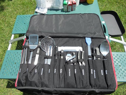 King Kooker 1660 16-Piece Stainless-Steel Tailgating Utensil Set With Carrying Case