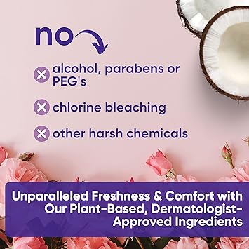 Violet Vibes Flushable Wipes for Women - Coconut Rose, 400 Count, Plant Based, Gentle on Sensitive Skin
