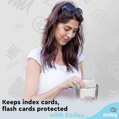Enday Index Card Holder Grey, 3x5 Note Flash Card Organizer Case, File Box with 5 Dividers, Notecard Box Holds 100 Cards, Also Available in Red, Purple, Green, Pink, Blue, 1 Pack