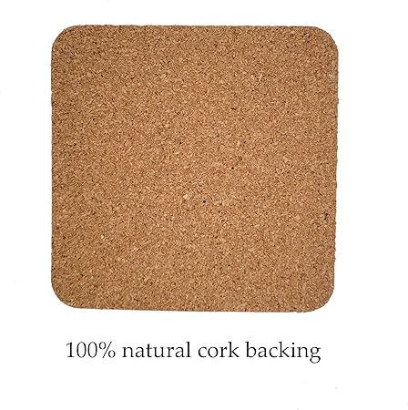 4 Inch Square Felt and Cork Coasters (Black, 4)