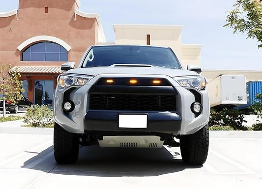 iJDMTOY 3pc Amber Lens Amber LED Center Grille Marker Lights Compatible With Toyota 2014-up 4Runner or 2012-up Tacoma TRD Pro w/Wiring and Hardware