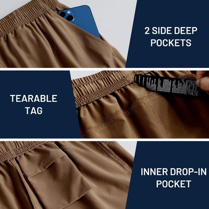 GYM REVOLUTION 5 Inch Mens Dry Fit Running Athletic Shorts with Pockets, Water Resistant Lightweight Quick Dry Gym Workout Shorts