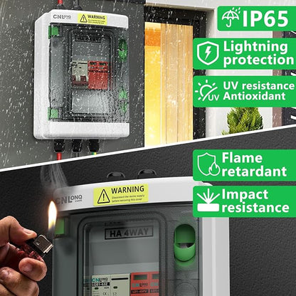 Solar Disconnect Switch 40 Amp DC 500V Circuit Breaker with Lightning Surge Protector Arrester and IP65 Breaker Box for Outdoor Solar Panel System