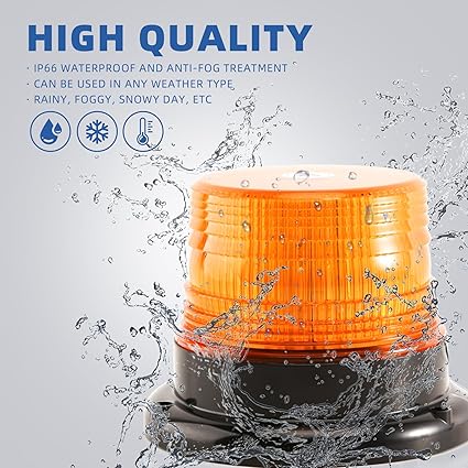 1-Pcs Amber LED Beacon Lights 12-24V Warning Safety Flashing Emergency Roadside Strobe Mini Light Bar with Magnetic Base for Snow Plow Truck Construction Vehicles Forklift Tractor Golf Carts