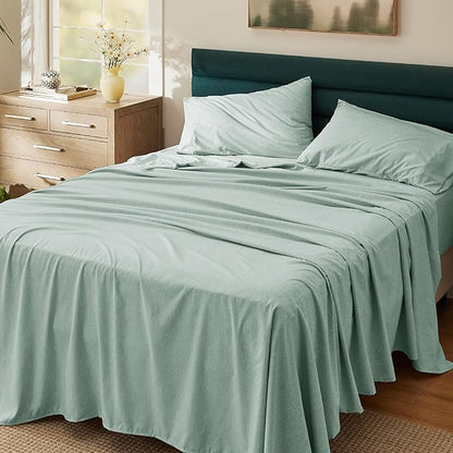Bedsure Full Size Bed Sheets - 4 Pieces, Soft  Cooling Full Sheets, Luxury Cationic Dyed, Deep Pockets  Easy-Fit, Breathable  Wrinkle Free, Sage Green