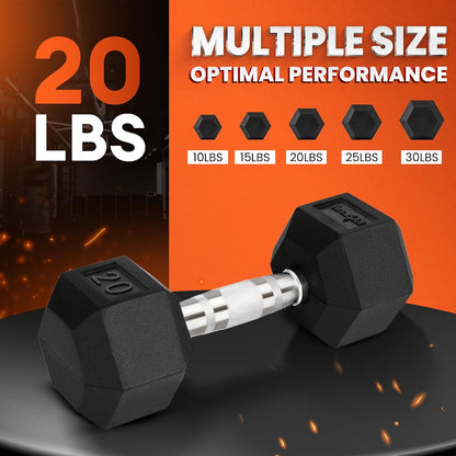 Yes4All Chrome Grip Encased Hex Dumbbells Ц Hand Weights With Anti-Slip 5-50 LBS Single