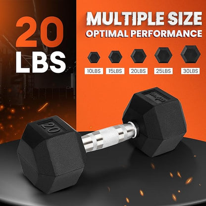 Yes4All Chrome Grip Encased Hex Dumbbells Ai Hand Weights With Anti-Slip 5-50 LBS Single
