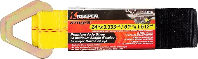 Keeper  2 x 24 Premium Axle Tie Down Strap with D Rings - 3,333 lbs. Working Load Limit and 10,000 lbs. Break Strength,One Color