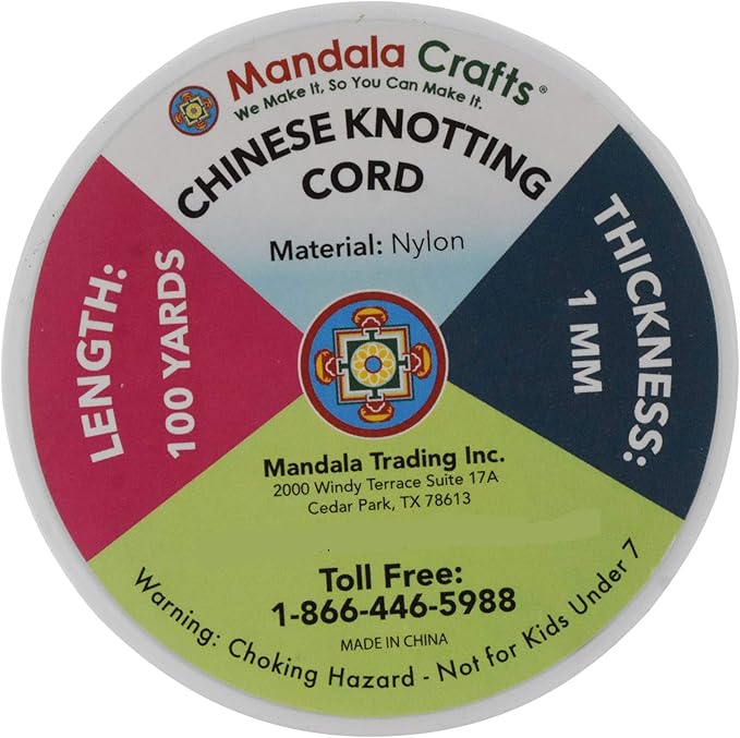 Mandala Crafts Nylon Satin Cord 1mm Rattail Cord Red String - 100 Yds Nylon Chinese Knotting Cord Rat Tail Silk Cord for Bracelet Necklace Jewelry Making Macrame Trim