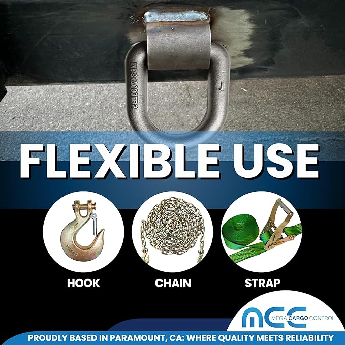 Heavy Duty Weld-On Forged D Ring, 1" (Long) D-Ring Trailer Tie Down Anchor for Truck, RV, Cargo - MBS: 45000 Lbs, 2 Pack