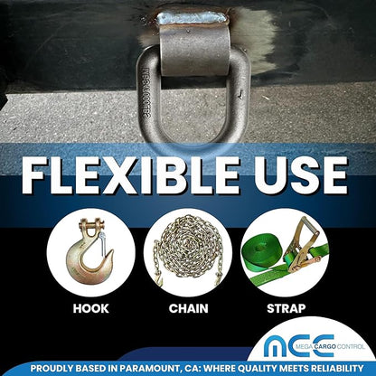 Heavy Duty Weld-On Forged D Ring, 1" (Long) D-Ring Trailer Tie Down Anchor for Truck, RV, Cargo - MBS: 45000 Lbs, 2 Pack
