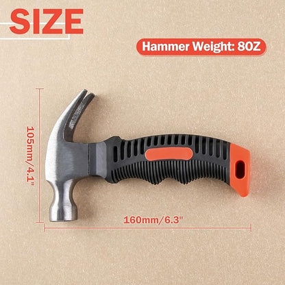 Small Claw Hammer 8 oz Claw Hammer Camping Hammer, Stubby Tack Hammer Mini Hammer, Nail Hammer with Shock Reduction Grip, Small Hammer for Women, Teal Hammer for Home DIY Tent Stakes