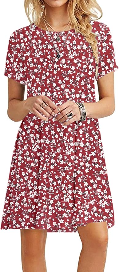 MOLERANI Women's Casual Plain Simple T-Shirt Loose Dress | Short Sleeves, Summer Essential, Classic Crew Neck, Flowy Swing Style for Vacation, Weekend and Everyday Wear