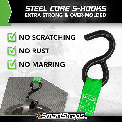 SmartStraps Ratchet Straps - 6ft GRN Padded Ratchet 2pk 1,500lb , green -SMAR138