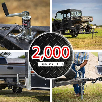 Fastest Jack on The Market - 2000lb Top-Wind No-Crank Tongue Jack for Boat, RV  Utility Trailers USA Owned