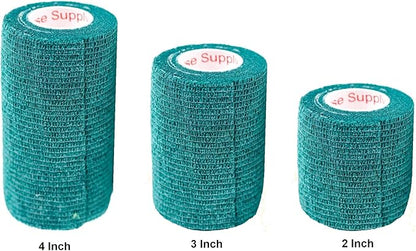 Vet Wrap Tape (Hunter Green) (2 Pack) (2 Inch x 15 feet) Self Adhesive Adherent Adhering Cohesive Flex Self Stick Bandage Grip Roll Dog Cat Pet Horse