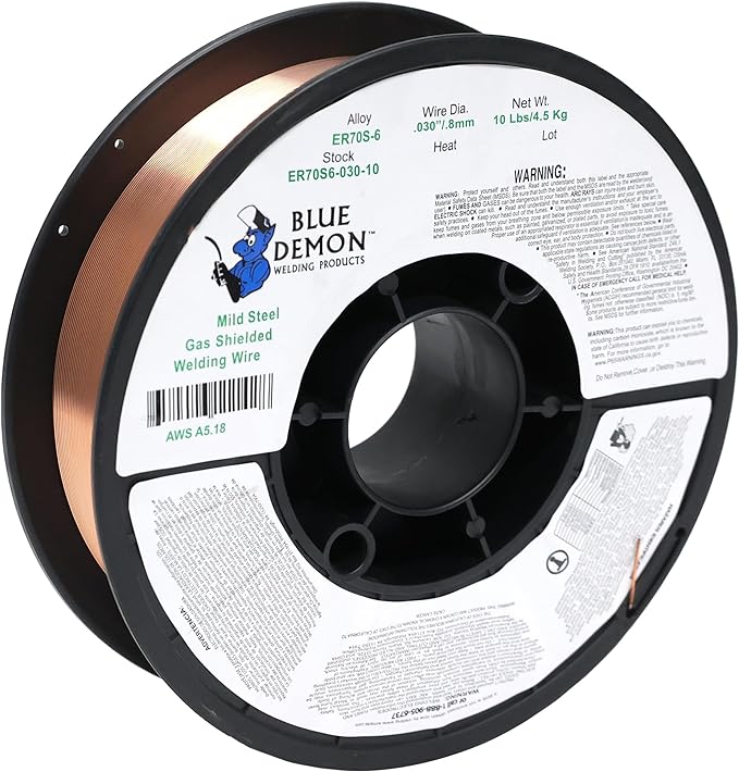 Blue Demon ER70S6 X .030 X 10 LB MIGGMAW Carbon Steel Welding Wire, All Position, Low Spatter, Formulated to Provide Porosity-Free, X-Ray Quality Welds