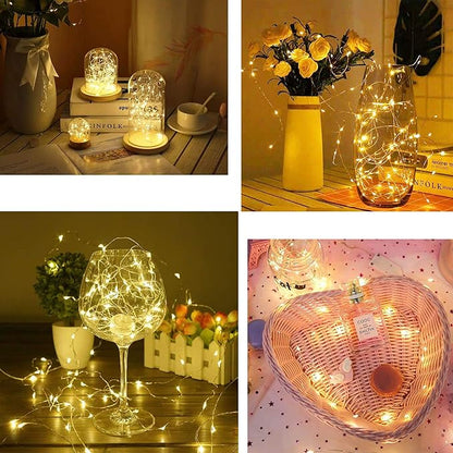 YJFWAL 2 Pack Fairy String Lights(Built in Batteries) Battery Operated Fairy Lights Starry String Lights on 10ft3m Silvery Copper Wire for Christmas Wedding Party Halloween Easter Decor (Warm White)
