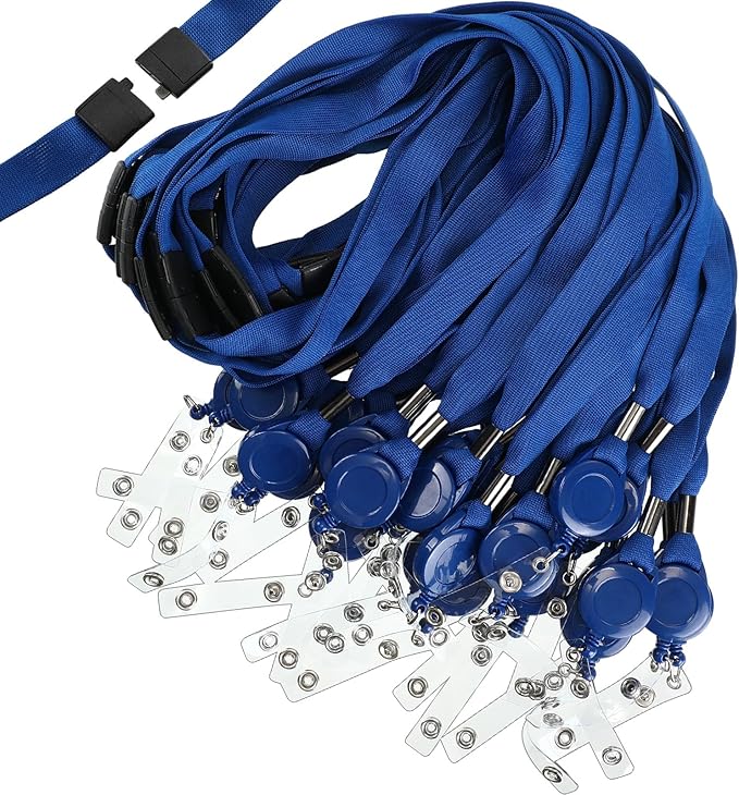 Windyun 36 Pcs Breakaway Lanyard with Safety ID Bulk Retractable Lanyards Flat Neck Straps (Blue)