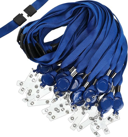 Windyun 36 Pcs Breakaway Lanyard with Safety ID Bulk Retractable Lanyards Flat Neck Straps (Blue)