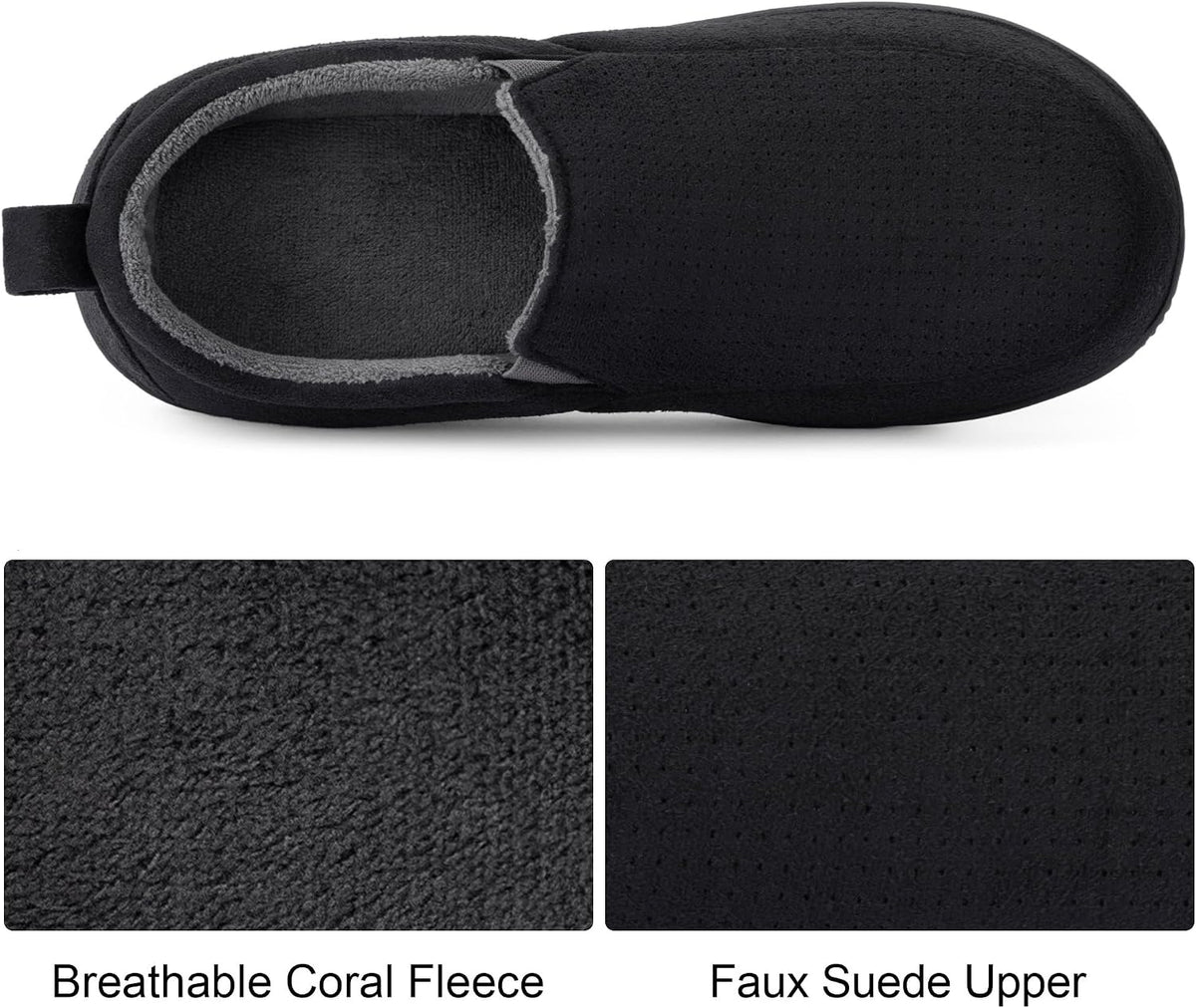 RockDove Men's Closed-Back Memory Foam Slippers with Plush Lining Faux Suede Non-Slip Sole