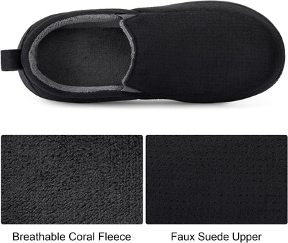 RockDove Men's Closed-Back Memory Foam Slippers with Plush Lining Faux Suede Non-Slip Sole