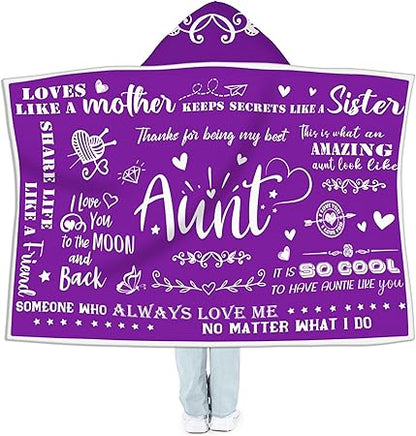 Hexagram Aunt Gifts for Women, Aunt Gifts from Niece, Auntie Gift Ideas, Best Aunt Ever Gifts Wearable Blanket, Aunt Gifts from Nephew Soft Flannel Wearable Blankets