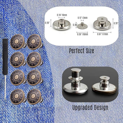 30 Sets Replacement Jean Buttons for Jeans,No Sew Removable Metal Button for Jeans,20mm Button Repair Kit with Screwdriver,Packed in Plastic Storage Box - Fits for Any Cowboy Clothing,Jackets,Pants