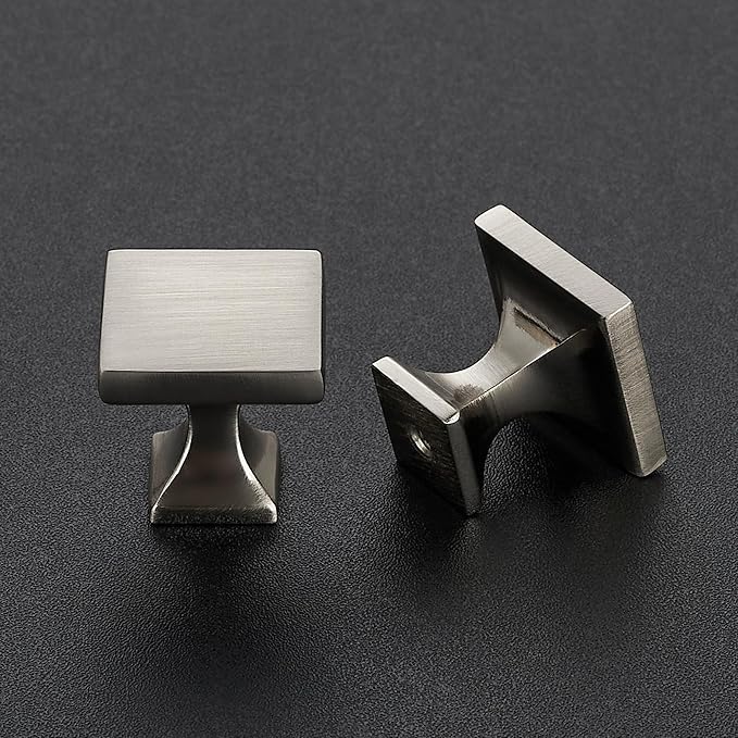 JOY DECOR 5 Pack Brushed Nickel Square Cabinet Knob Kitchen Cabinet Knobs Single Hole Knobs for Cabinets and Drawers Brushed Nickel Door Knobs