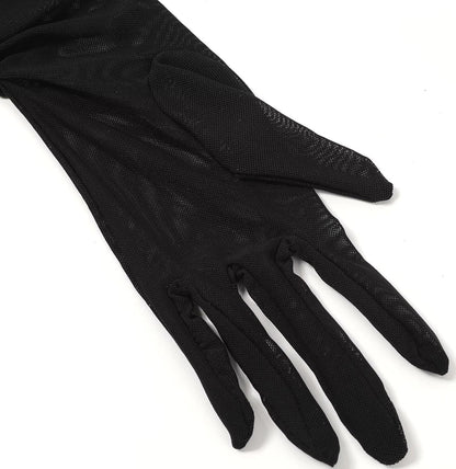 Hazhlko Women's Super Long Stretchy Ruched Mesh Tulle Sheer Gloves Costume Opera Party 1920's Dance Gloves