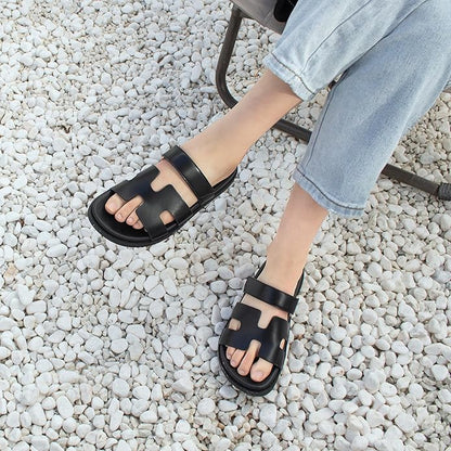 Sandals for Women Open Toe Thick Sole Slide Shoes Comfort Platform Sandals Adjustable Strap Casual Slip on Flats Beach Sandals