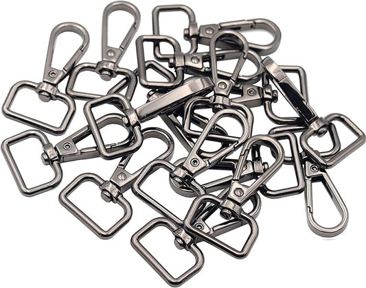 JWBIZ 16 Pcs D Ring Swivel Lobster Claw Clasp, Push Gate Snap Hooks Trigger Clips (Gun Black, 34 inch)