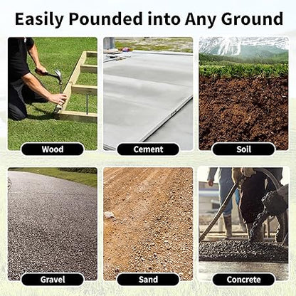24 Inches Straight Rebar Stakes(20-Pack), 12" Diameter Steel Metal Stakes for Garden with Chisel Point End Heavy Duty Ground Anchors for Landscape, Concrete Form, Camping  Trapping Black
