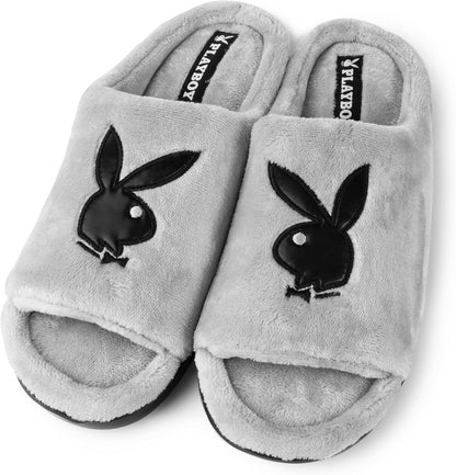 Playboy Unisex Adult Adjustable Cozy Plush Velour Memory Foam Indoor Outdoor Soled Slipper in Sizes S-xl