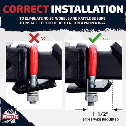 Vehiclex Anti-Rattle Hitch Tightener Clamp for 1.25" to 2" Receivers - Galvanized Heavy-Duty Stabilizer with 0.44" U-Bolt, Rust-Proof for Trailers  Trucks