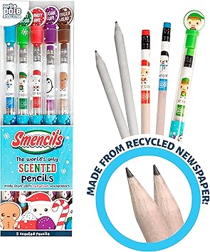 Holiday Smencils - HB 2 Patented Gourmet Scented Fun Pencils, 5 Count - Stocking Stuffer, Gifts for Kids, School Supplies, Party Favors, Classroom Rewards