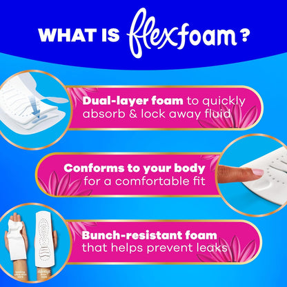 Always Radiant Feminine Pads for Women, Flexfoam Pads with Wings, Size 5, Extra Heavy Overnight Absorbency, Lightly Scented, 26 Count