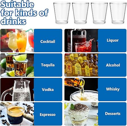 Glass Shot Glasses Set of 4, 2 OZ Crystal Clear Shot Glasses, Mini Glassware