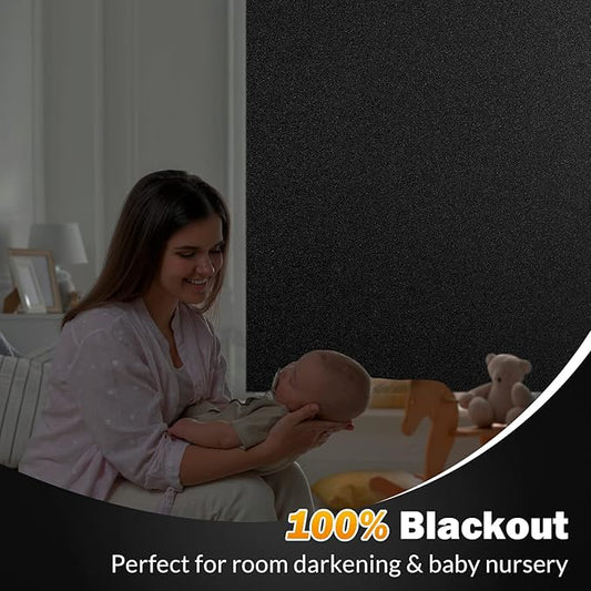 rabbitgoo Blackout Window Film, Sun Heat Blocking Privacy Cover for Glass, Removable Opaque Room Darkening Dark Black Out Window Covers Tint Shades for Home Day Sleep Light Blocker 23.6 x 78.7 Inches