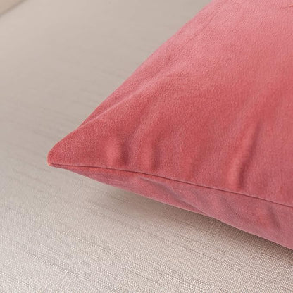 Elegant Comfort Velvet Cushion Covers Pack of 2, Velvet Soft Solid Decorative Square Throw Pillow Covers Set Cushion Case for Sofa Bedroom Car 20 x 20 Inch (50 x 50 cm), Solid Dusty Rose Pink