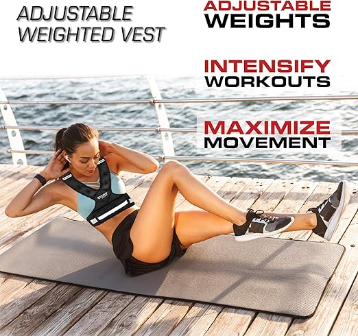 Aduro Sport Adjustable Weighted Vest Workout Equipment, 4-10lbs/11-20lbs/20-32lbs/26-46lbs Body Weight Vest for Men, Women, Kids