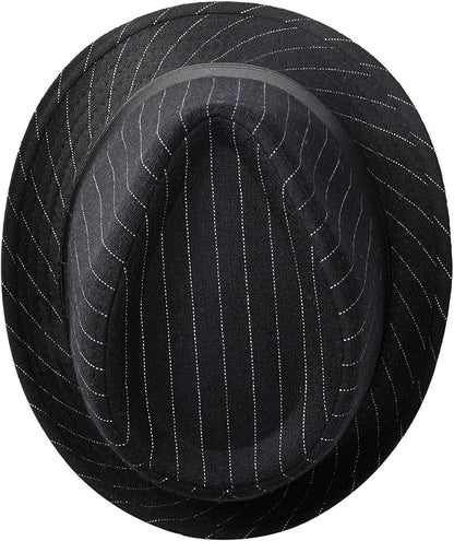 FALETO Unisex Classic Manhattan Structured Gangster Trilby Fedora Hat