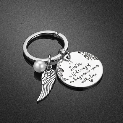 UOIPENGYI Sister Keychain - A Sister is God's Way of Making Sure We Never Walk Alone Friends Sister Keychain Gifts for Sister