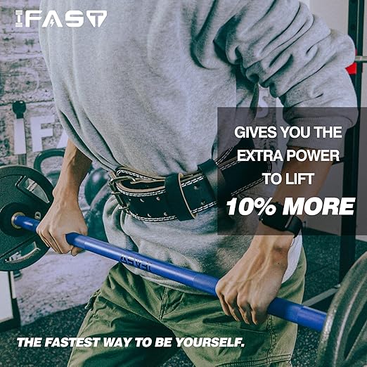 IFAST Weight Lifting Belt, Leather Weight Lifting Belt for Men and Women with 4 inch Padded Lumbar Support Belt for Weightlifting Deadlift, Cross Training, Power Lifting Workout & Squats Exercise
