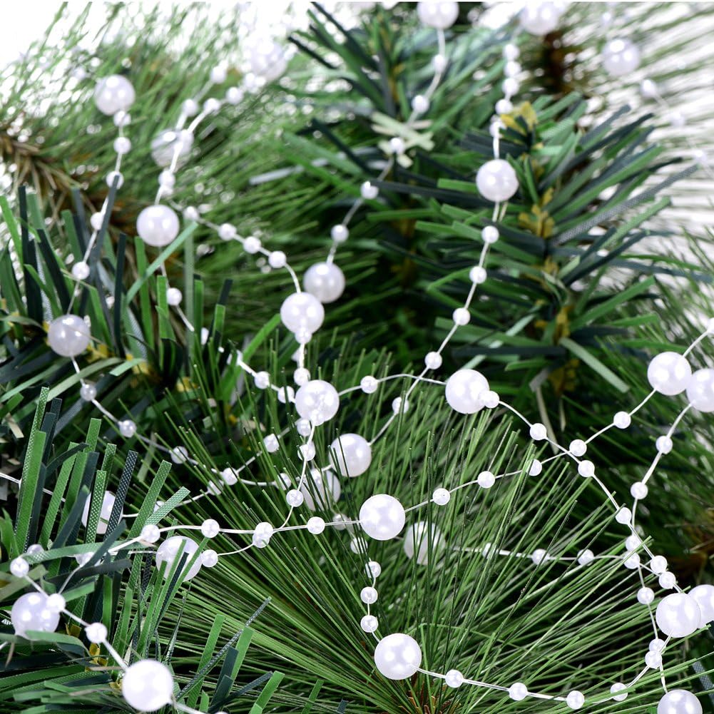 Bingcute 66 Feet Fishing Line Artificial Pearls String Beads Chain Garland Flowers Wedding Party Decoration,Party Supplies