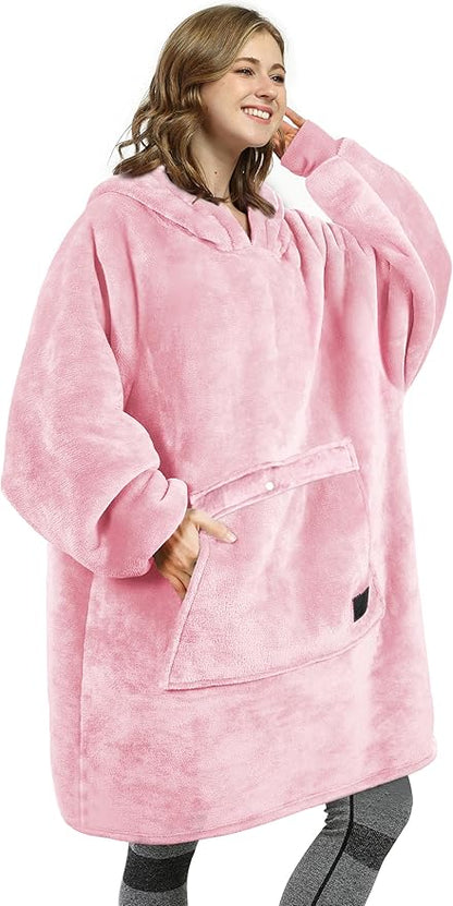 Catalonia Oversized Blanket Hoodie Sweatshirt, Wearable Sherpa Lounging Pullover for Adults Women Men