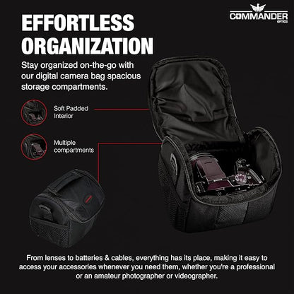 Small Camera Bag - Water Resistant, Soft Padded, Compact Travel Bag for Canon EOS, Nikon, Sony  More DSLR CamerasCamcorders Ample Storage and Protection for Your Equipment (Small)