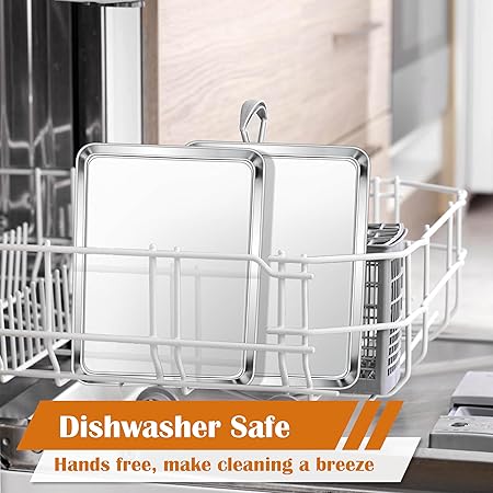 E-far Toaster Oven Tray, 10.5x8.3 Stainless Steel Small Baking Cookie Sheet, Compact Non-toxic Metal Baking Pan for Cake, Healthy  Rust Free, Mirror Finish  Dishwasher Safe, 1 Pack
