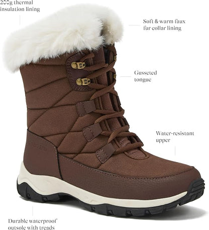 6.5 Size, Lands' End Expedition Waterproof Insulated Womens Snow Boots, Lace Up or Slip On Winter Boots for Women, Medium or Wide Width Sizes 6 to 11, Black, Brown, Blue, White or Grey Winter Shoes