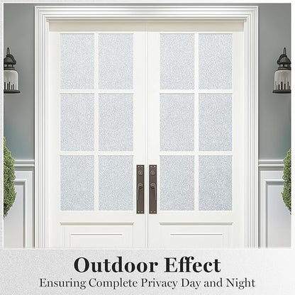 DUOFIRE Window Privacy Film, Sparkling Frosted Glass Window Film, UV Blocking Non-Adhesive Static Cling Window Clings, No Glue Removable Window Coverings for Home Office Bathroom, 11.8 X 78.7 inch